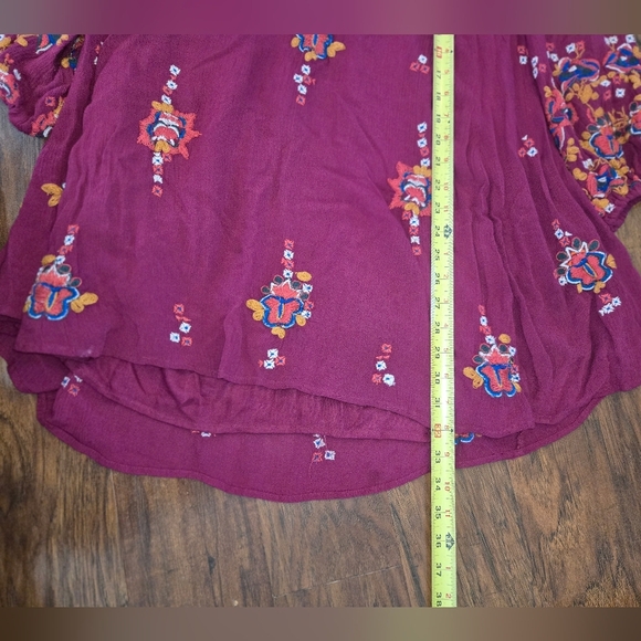 Free People Magenta Embroidered Long Sleeve Mini Semi Backless Dress - Picture 8 of 11